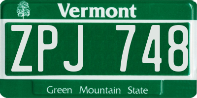 VT license plate ZPJ748