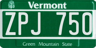 VT license plate ZPJ750