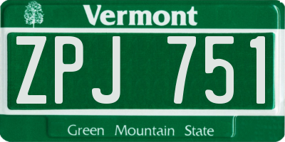 VT license plate ZPJ751