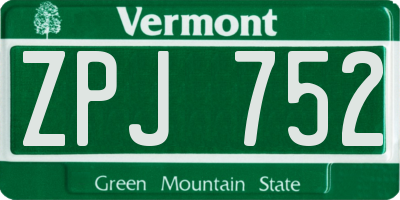 VT license plate ZPJ752