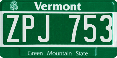 VT license plate ZPJ753