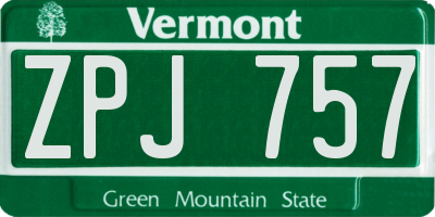 VT license plate ZPJ757