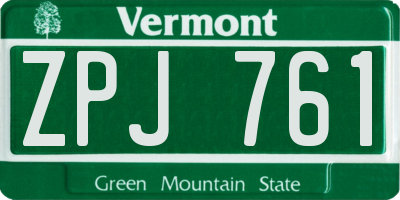 VT license plate ZPJ761