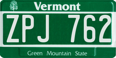 VT license plate ZPJ762