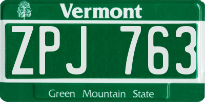 VT license plate ZPJ763
