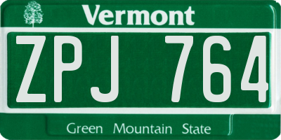 VT license plate ZPJ764