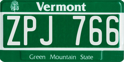 VT license plate ZPJ766