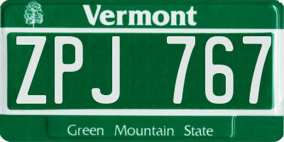 VT license plate ZPJ767
