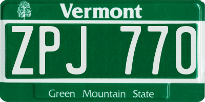 VT license plate ZPJ770