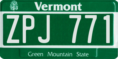 VT license plate ZPJ771