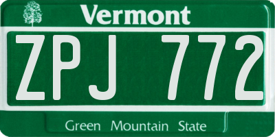 VT license plate ZPJ772