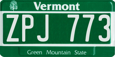 VT license plate ZPJ773