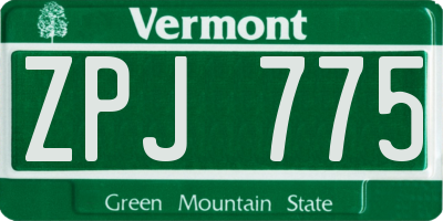 VT license plate ZPJ775