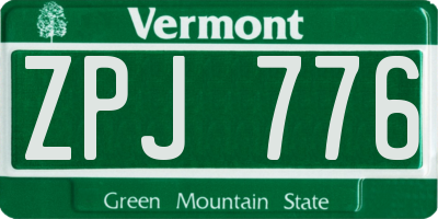 VT license plate ZPJ776