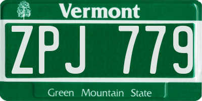 VT license plate ZPJ779