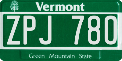 VT license plate ZPJ780