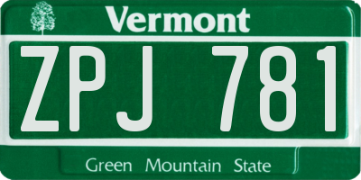 VT license plate ZPJ781