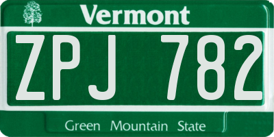 VT license plate ZPJ782