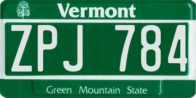 VT license plate ZPJ784