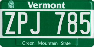 VT license plate ZPJ785