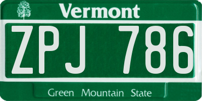 VT license plate ZPJ786