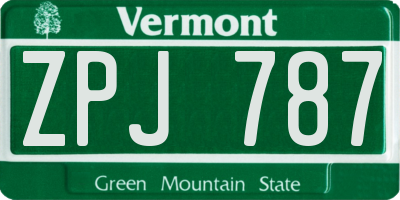 VT license plate ZPJ787