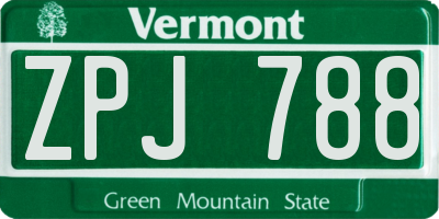 VT license plate ZPJ788