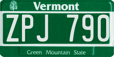 VT license plate ZPJ790