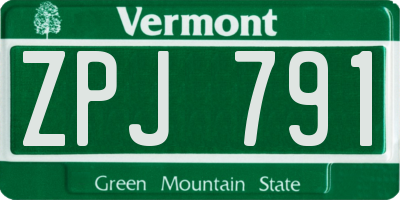 VT license plate ZPJ791