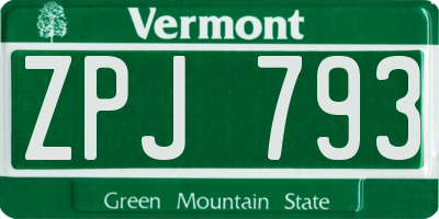 VT license plate ZPJ793