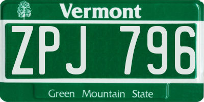 VT license plate ZPJ796