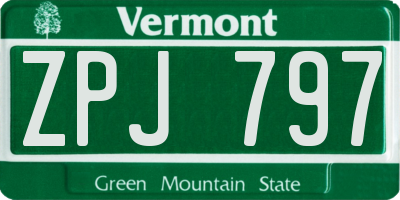 VT license plate ZPJ797
