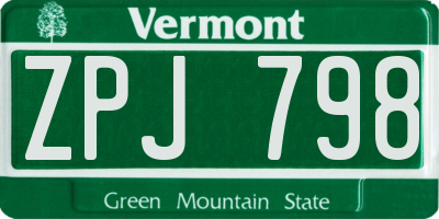 VT license plate ZPJ798