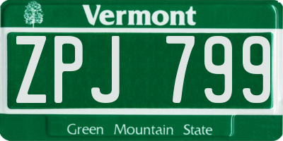 VT license plate ZPJ799