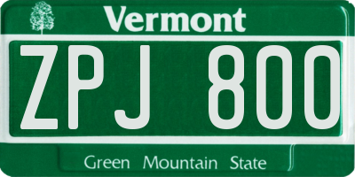 VT license plate ZPJ800