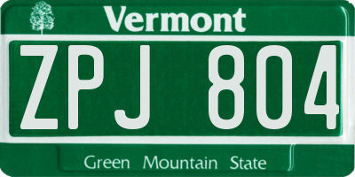 VT license plate ZPJ804