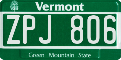 VT license plate ZPJ806