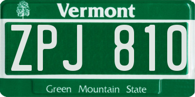 VT license plate ZPJ810