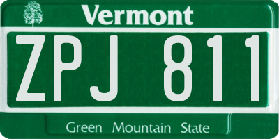 VT license plate ZPJ811