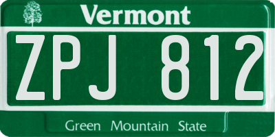 VT license plate ZPJ812