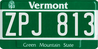 VT license plate ZPJ813