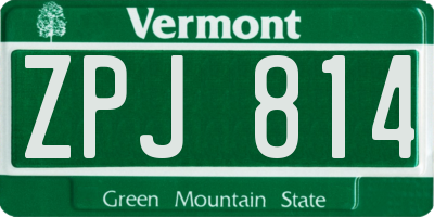 VT license plate ZPJ814