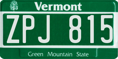 VT license plate ZPJ815
