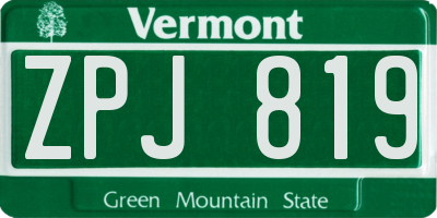 VT license plate ZPJ819
