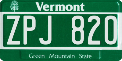VT license plate ZPJ820
