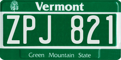 VT license plate ZPJ821