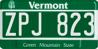 VT license plate ZPJ823
