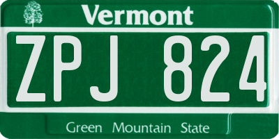 VT license plate ZPJ824