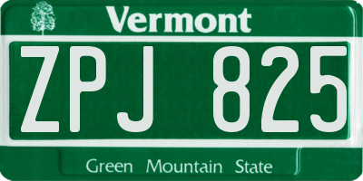 VT license plate ZPJ825