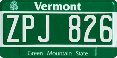 VT license plate ZPJ826